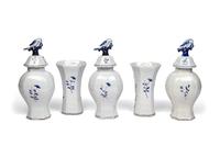 A Delft Earthenware Five-Piece Garniture