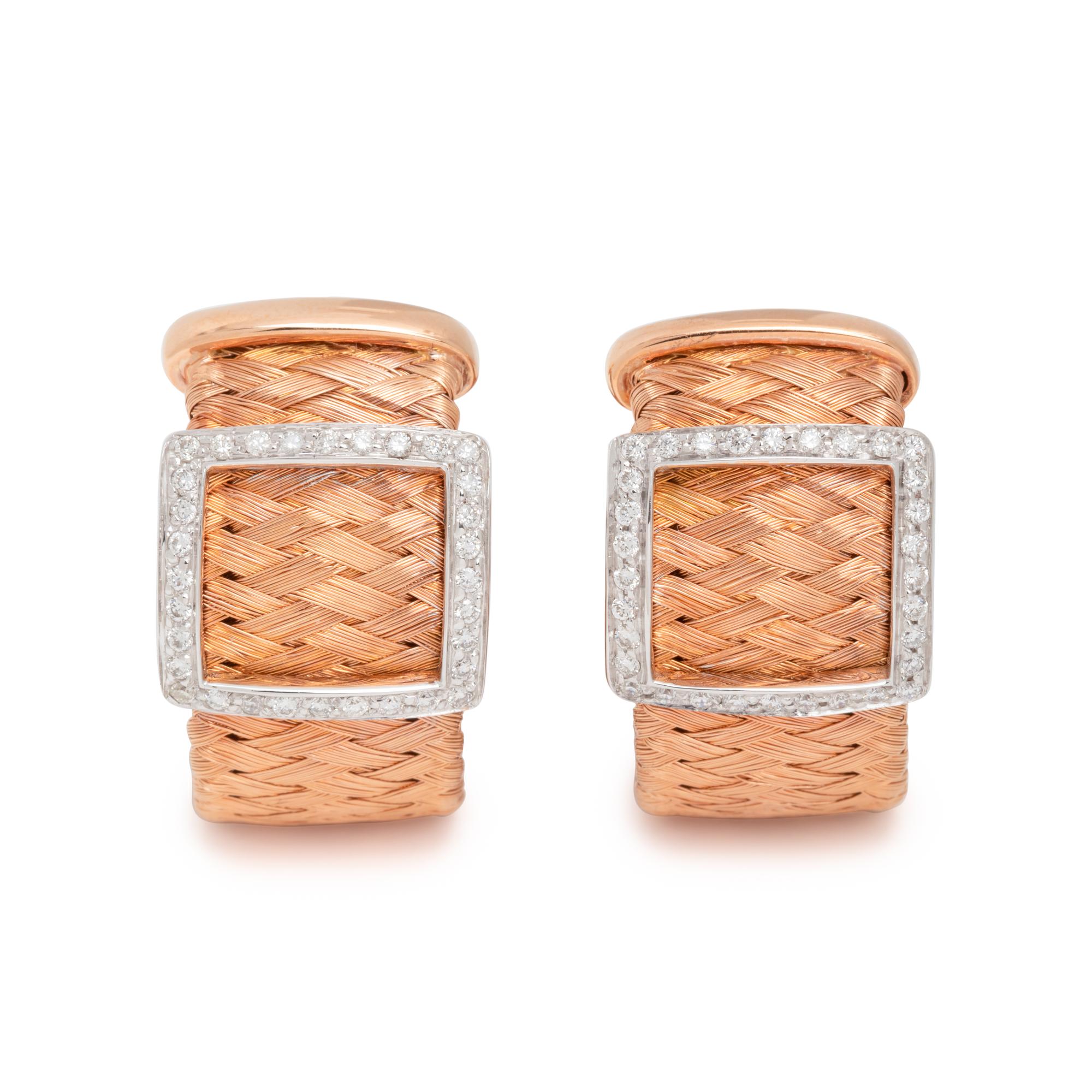 ROBERTO COIN, ROSE GOLD AND DIAMOND 'PRIMAVERA' EARCLIPS