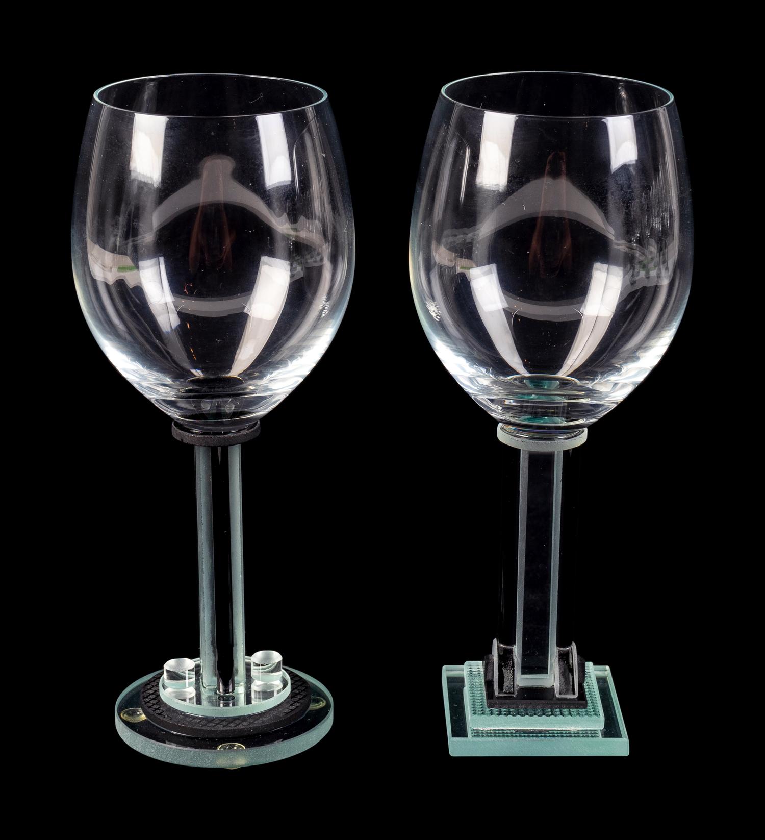 A Set of Twelve George Ponzini Jazz Pattern Stemmed Wines — 20TH CENTURY