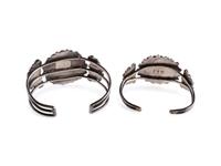 Navajo or Zui Silver Wire Cuff Bracelets, with Tuquoise Clusters