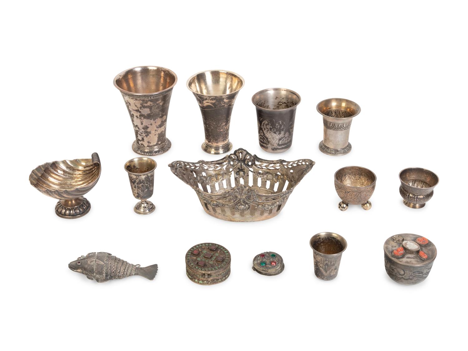 A Collection of Fourteen Continental Silver Articles