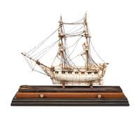 A Prisoner of War Carved Bone Ship Model of the Sea Flower