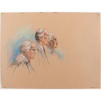 Joan Andrew, Washington Post and CNN Sketch Artist,Nine Original Sketches of Supreme Court Justices, 1981-1983