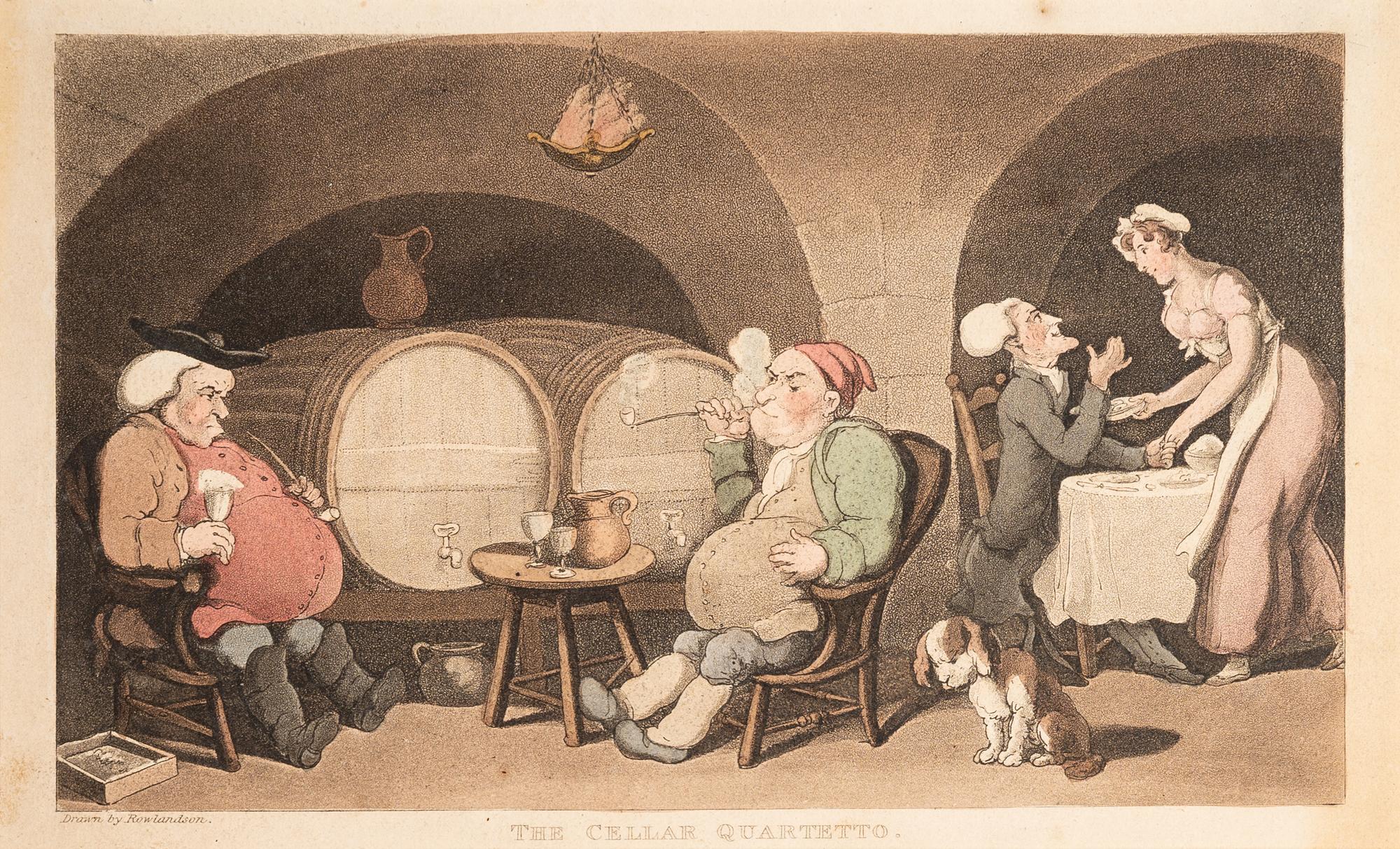 A group of six prints ( The Dance of Death; Dr. Syntax Pursued by a Bull; Dr. Syntax Sells Grizzle; Vision of Skulls; The Cellar Quartette; Setting Out from Edinburgh )