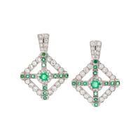DIAMOND AND EMERALD EARCLIPS