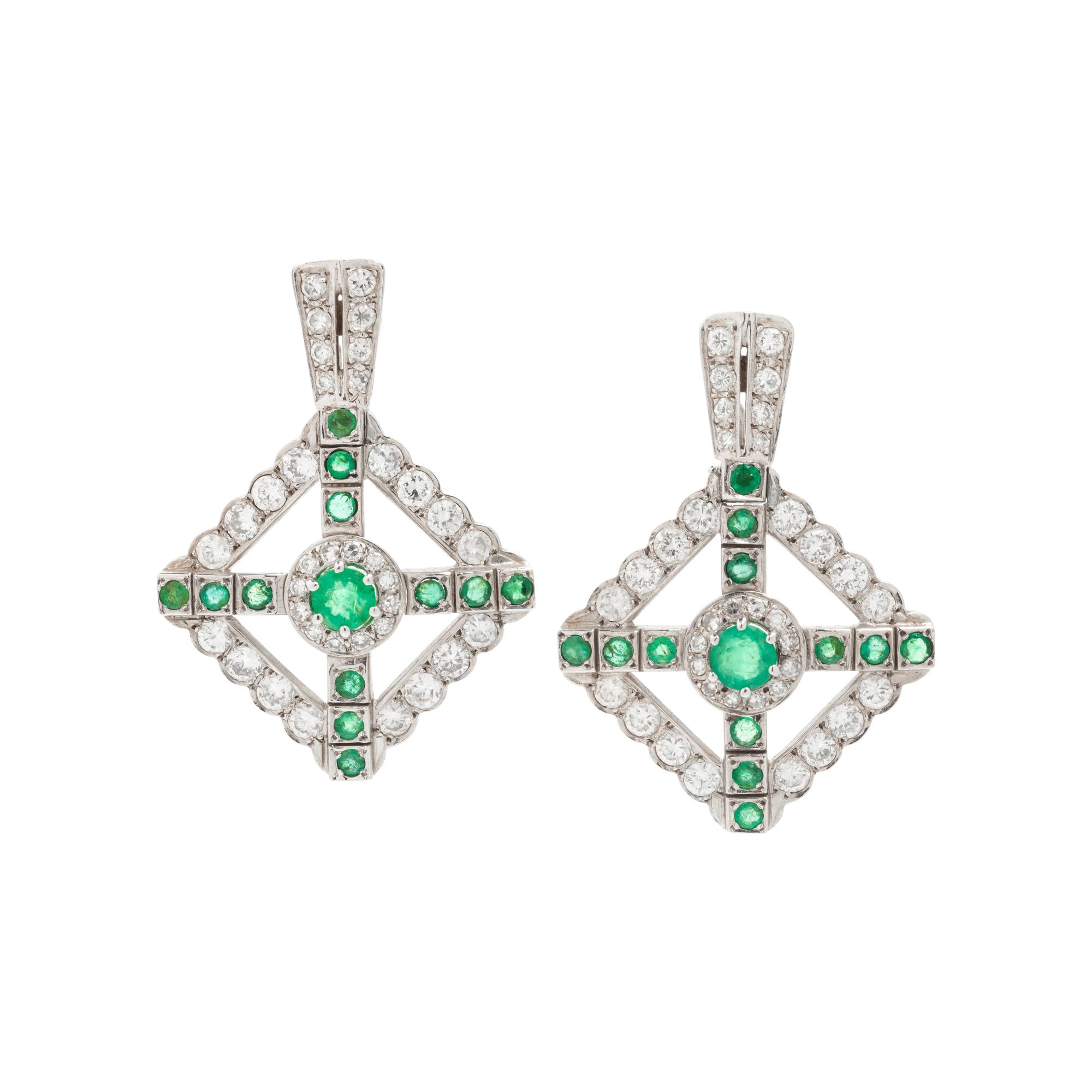 DIAMOND AND EMERALD EARCLIPS
