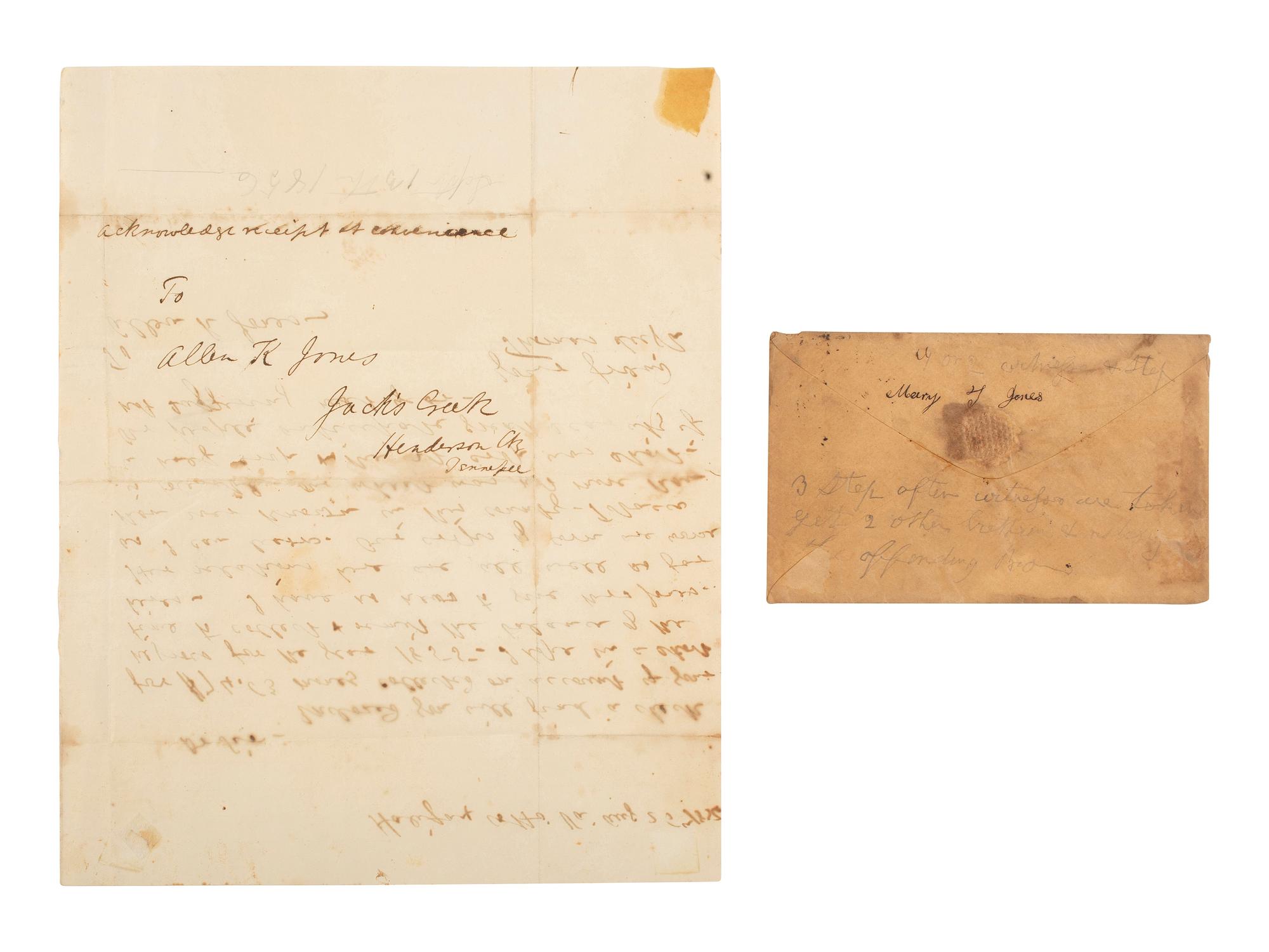 [ENSLAVEMENT] Payment for the rental of enslaved persons discussed in 1856 ALS from Virginia farmer.