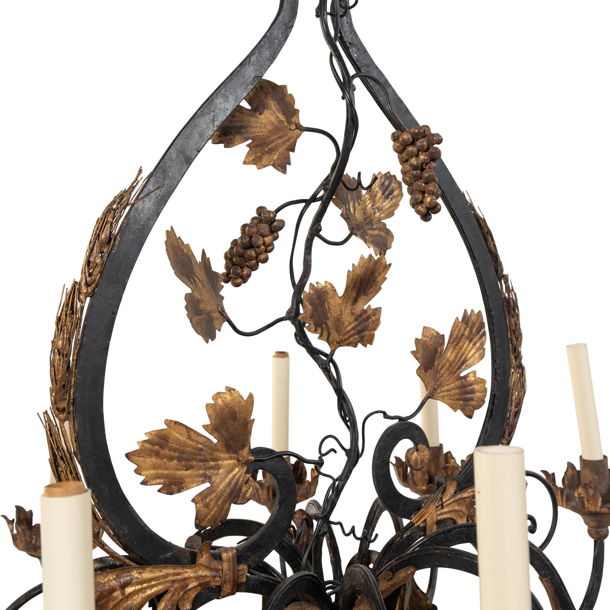 An Italian Iron and Gilt Tole Chandelier