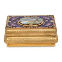 A German Gilt-Metal and Enamel Singing Bird Automaton Box