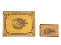A Large Decoupaged Locking Document Box and a Painted Collaged Writing Box