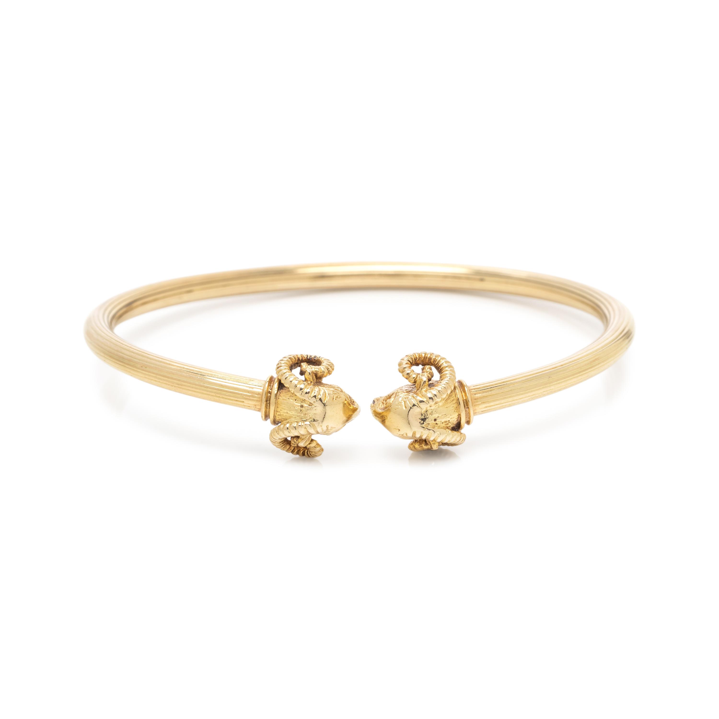 YELLOW GOLD RAM'S HEAD CUFF BRACELET