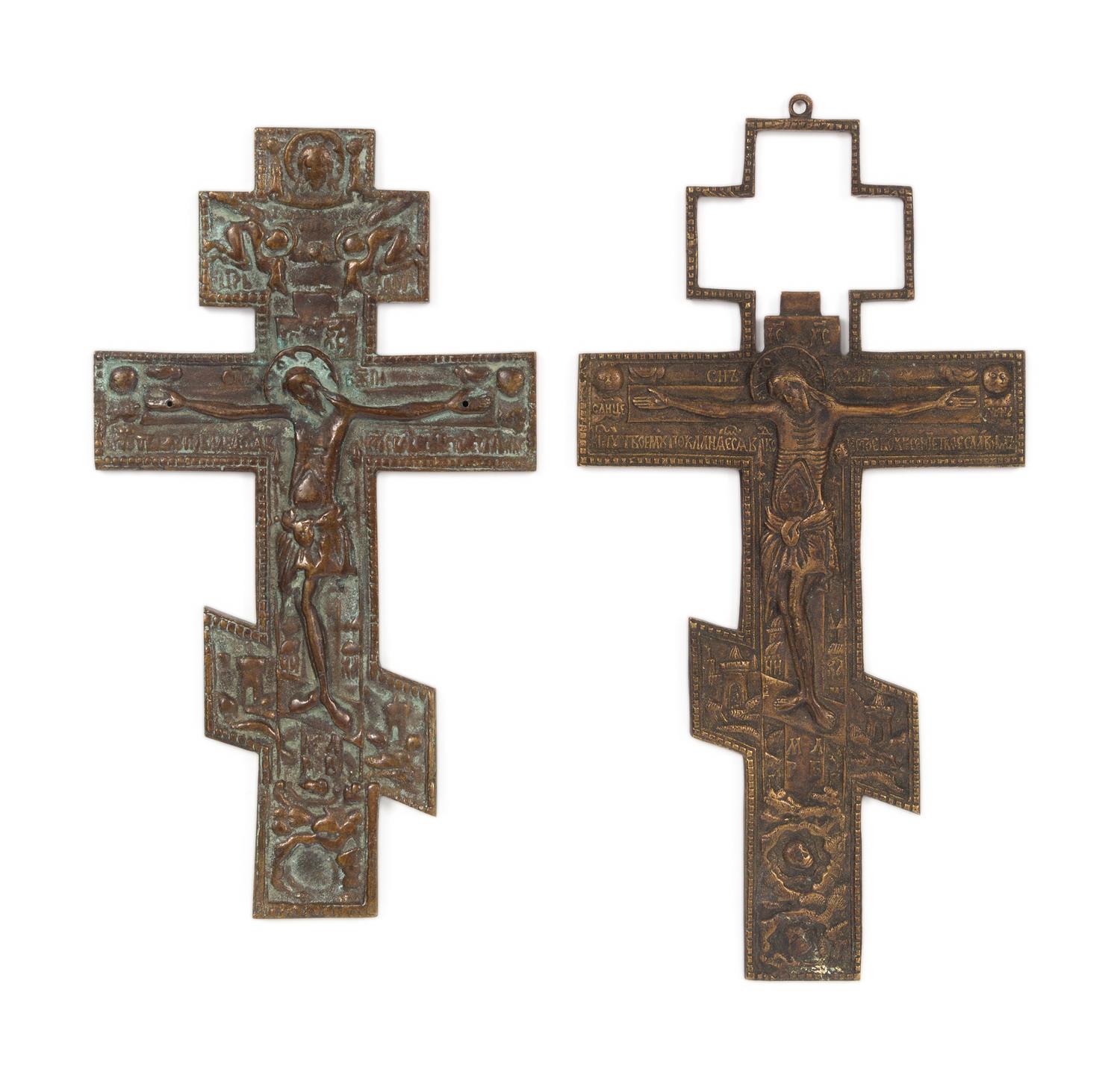 Five Russian Cast Bronze Crosses