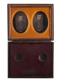 [EARLY PHOTOGRAPHY]. A collection of pairs cased images featuring the same male subjects highlighted by a stereodaguerreotype, including: