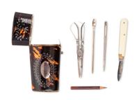 A Silver Inlaid Tortoise Shell Veneer Necessaire