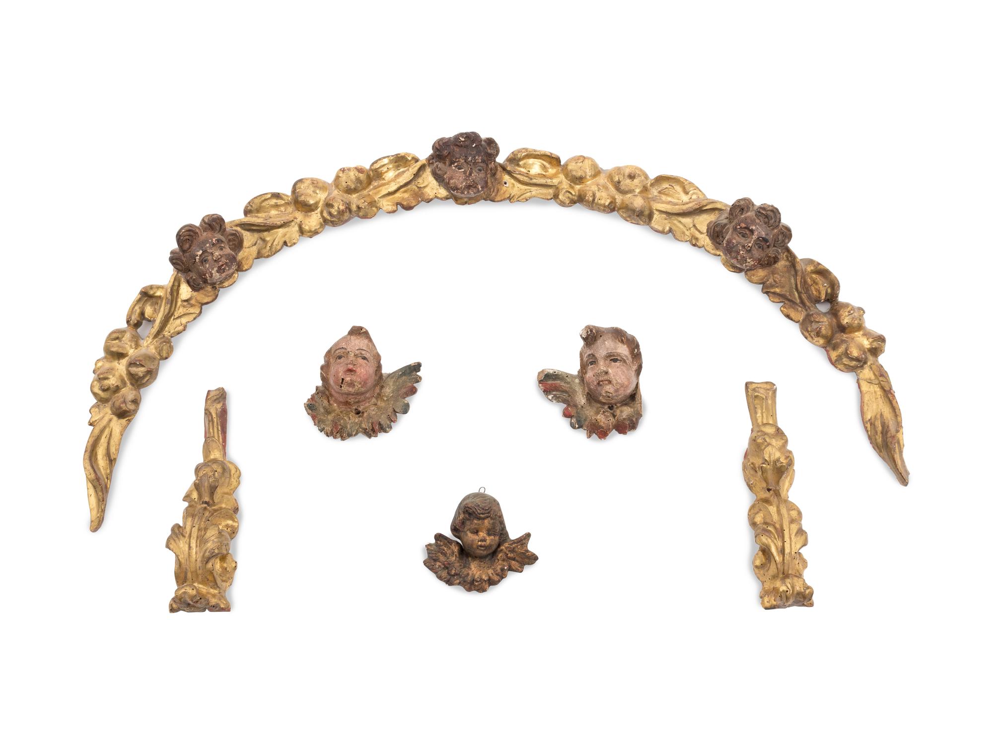 A Group of Six Italian Carved Giltwood Wall Mounts — 19TH CENTURY