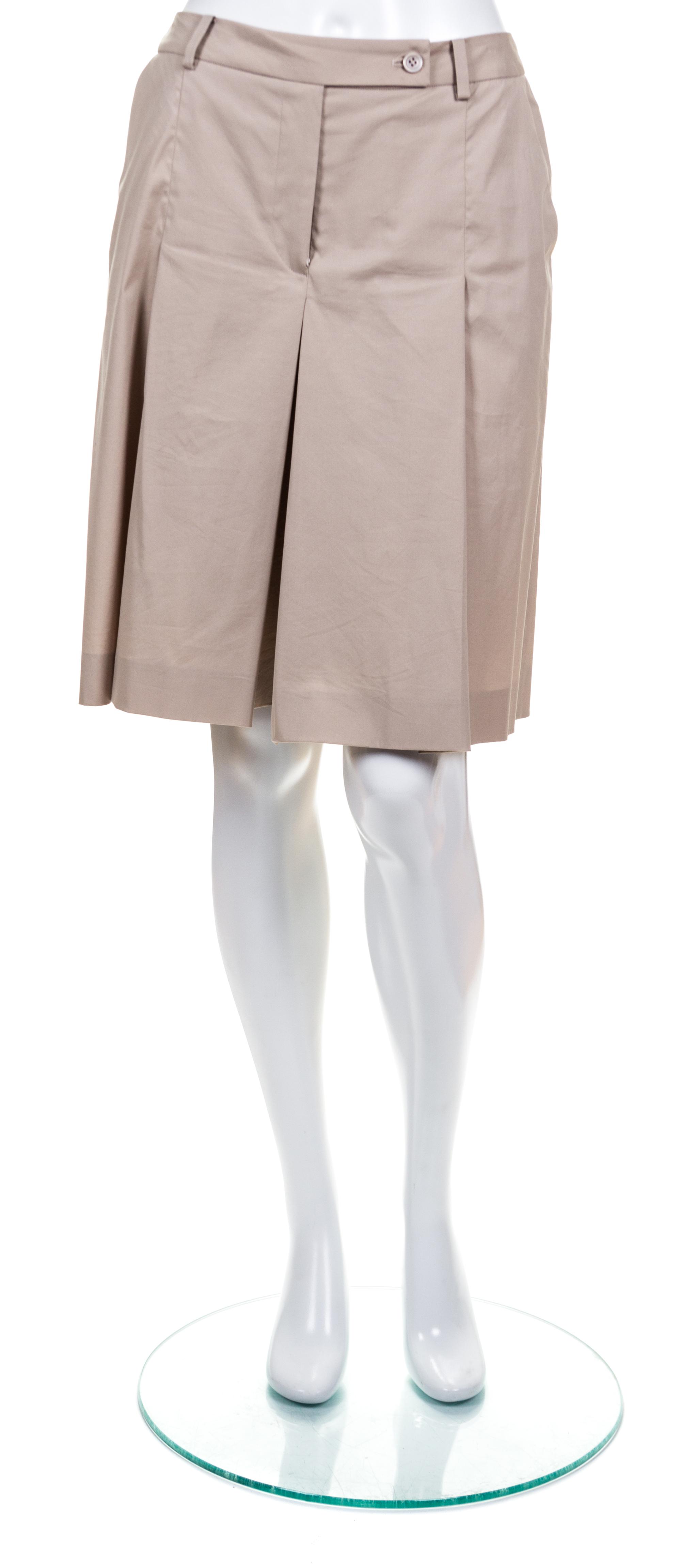 A Prada Khaki Pleated Skort, Size: 42.