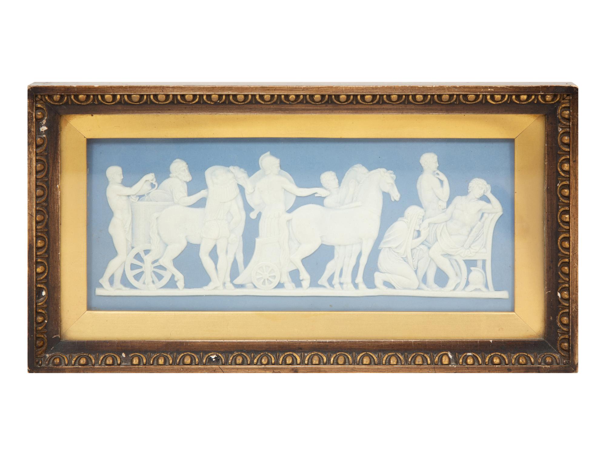 Two Framed Wedgwood Blue Jasperware Plaques