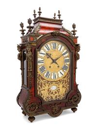 A Louis XIV Style Gilt Bronze and Tortoiseshell Veneered Mantel Clock