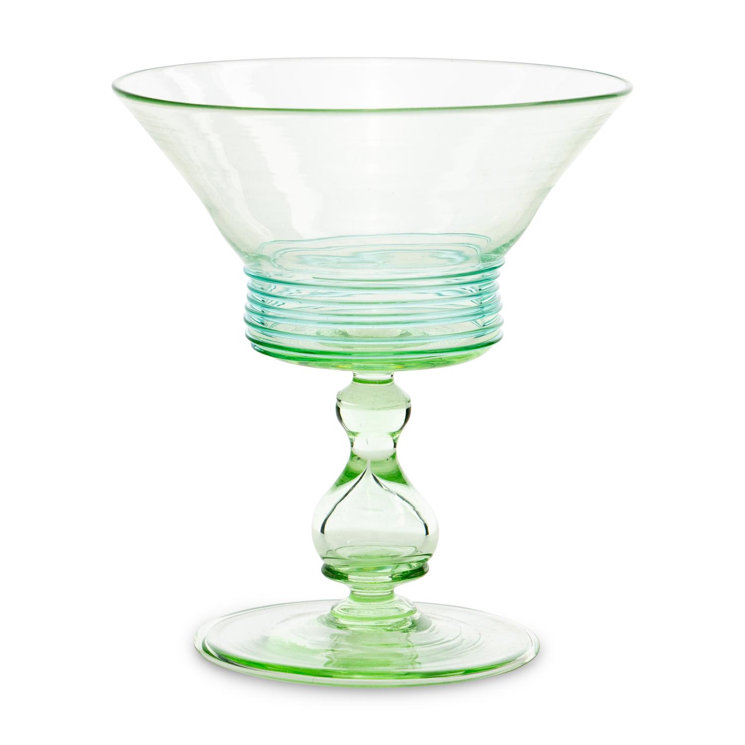 A Set of Nine Steuben Threaded Sherbet Glasses or Champagne Coupes