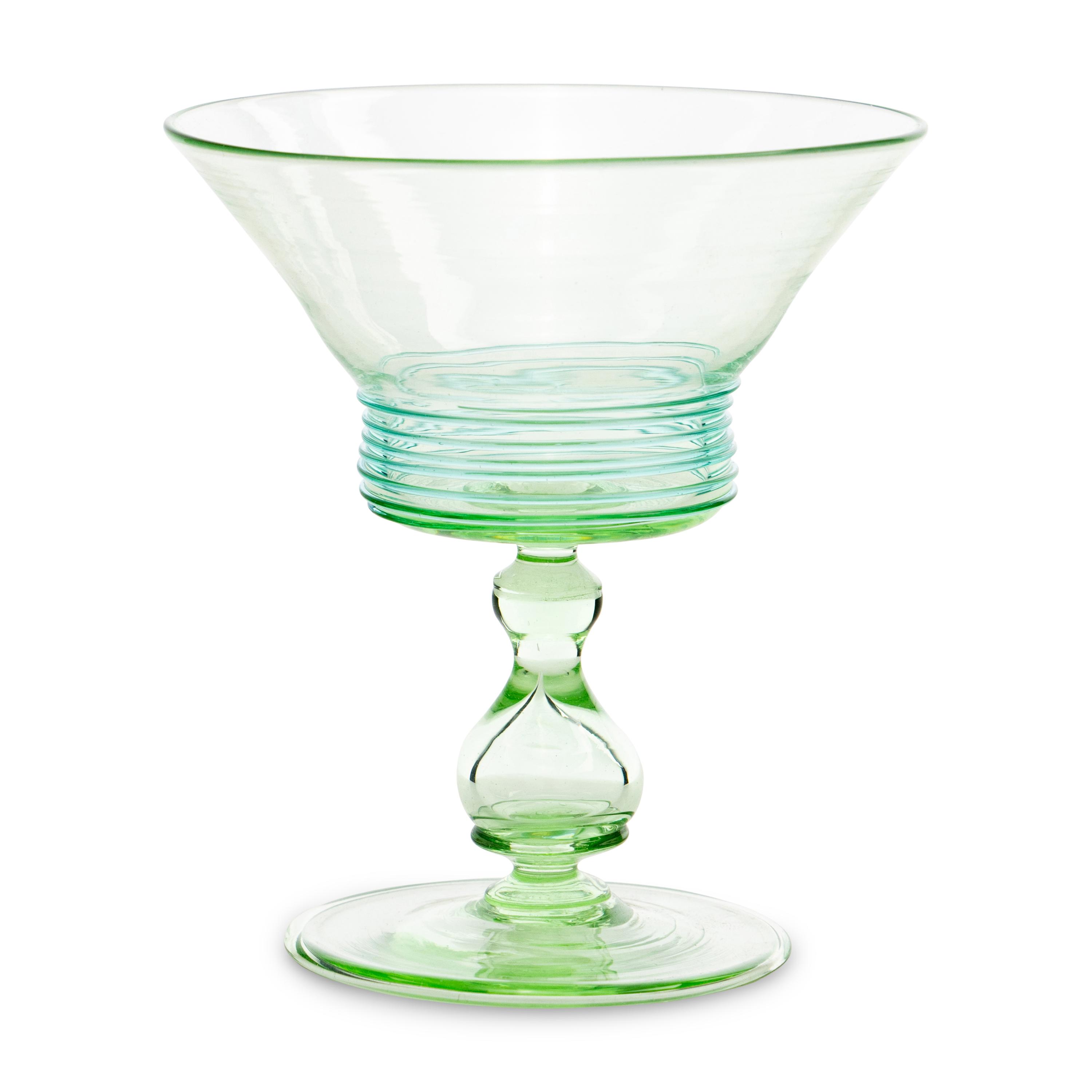 A Set of Nine Steuben Threaded Sherbet Glasses or Champagne Coupes