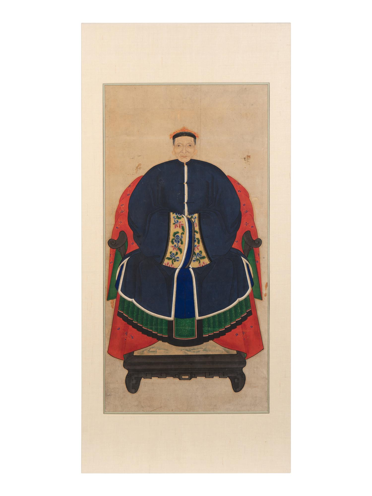 A Pair of Chinese Ancestor Portraits — 19TH CENTURY
