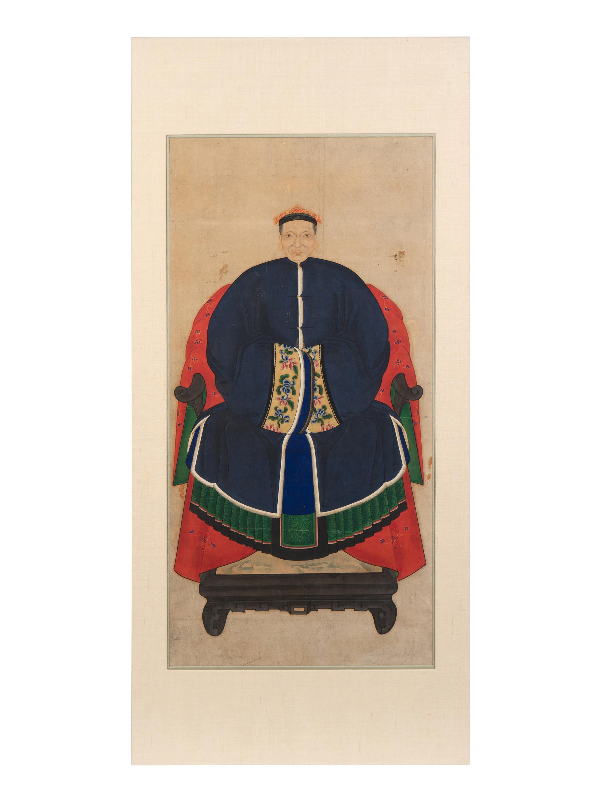 A Pair of Chinese Ancestor Portraits — 19TH CENTURY