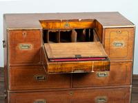 An Anglo-Colonial Brass Mounted Teak Campaign Writing Desk