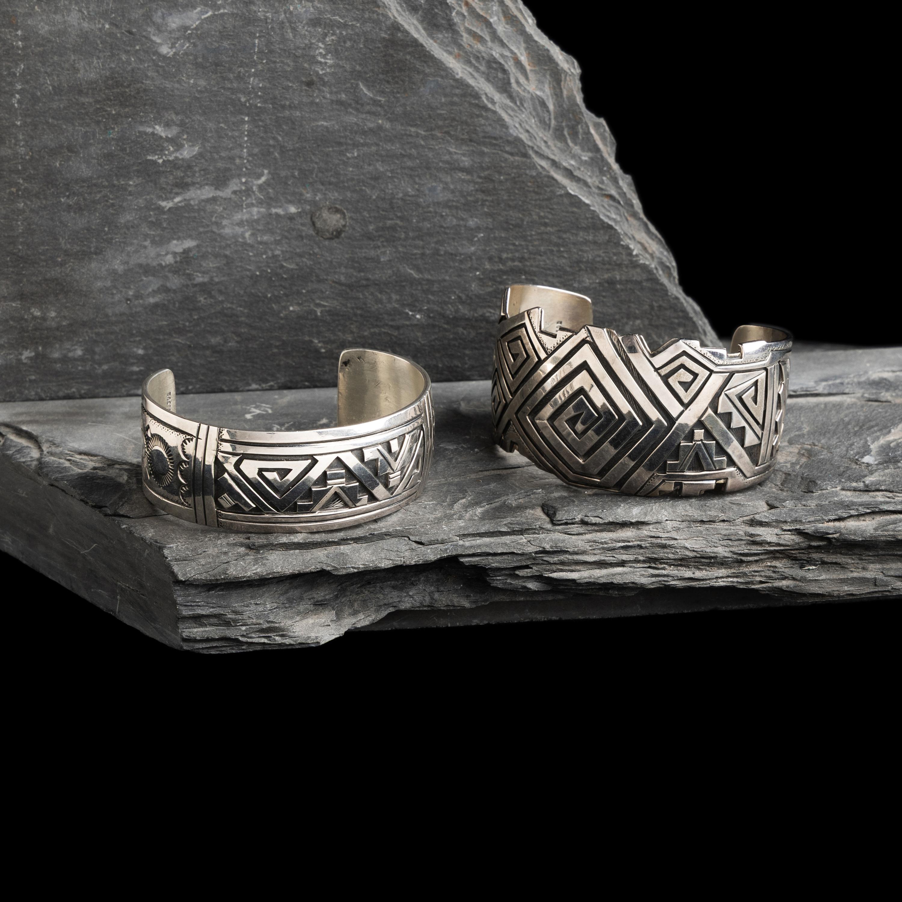 Peter Nelson (Diné, b. 1954) — Collection of Sterling Silver Cuff Bracelets and Pendants