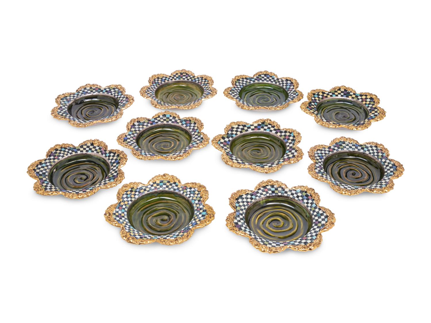 A Set of Fourteen MacKenzie-Childs Evervolving Ceramic Bowls