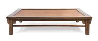 A Chinese Simulated Rosewood Opium Bed Height 16 x width 72 x depth 48 inches.