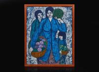 Chuah Thean Teng (Chinese/Malaysian, 1914-2008) Woman with Durian, batik panel 蔡天定（中國/馬來西亞，1914-2008）女子與榴蓮 繪畫