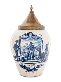 A Delft Blue and White Tobacco Jar