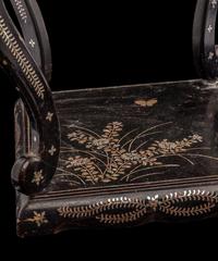 A Japanese Mother-of-Pearl Inlaid Black Lacquer Stand