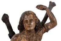 An Italian Carved and Polychromed Figure of St. Sebastian Tied to the Tree