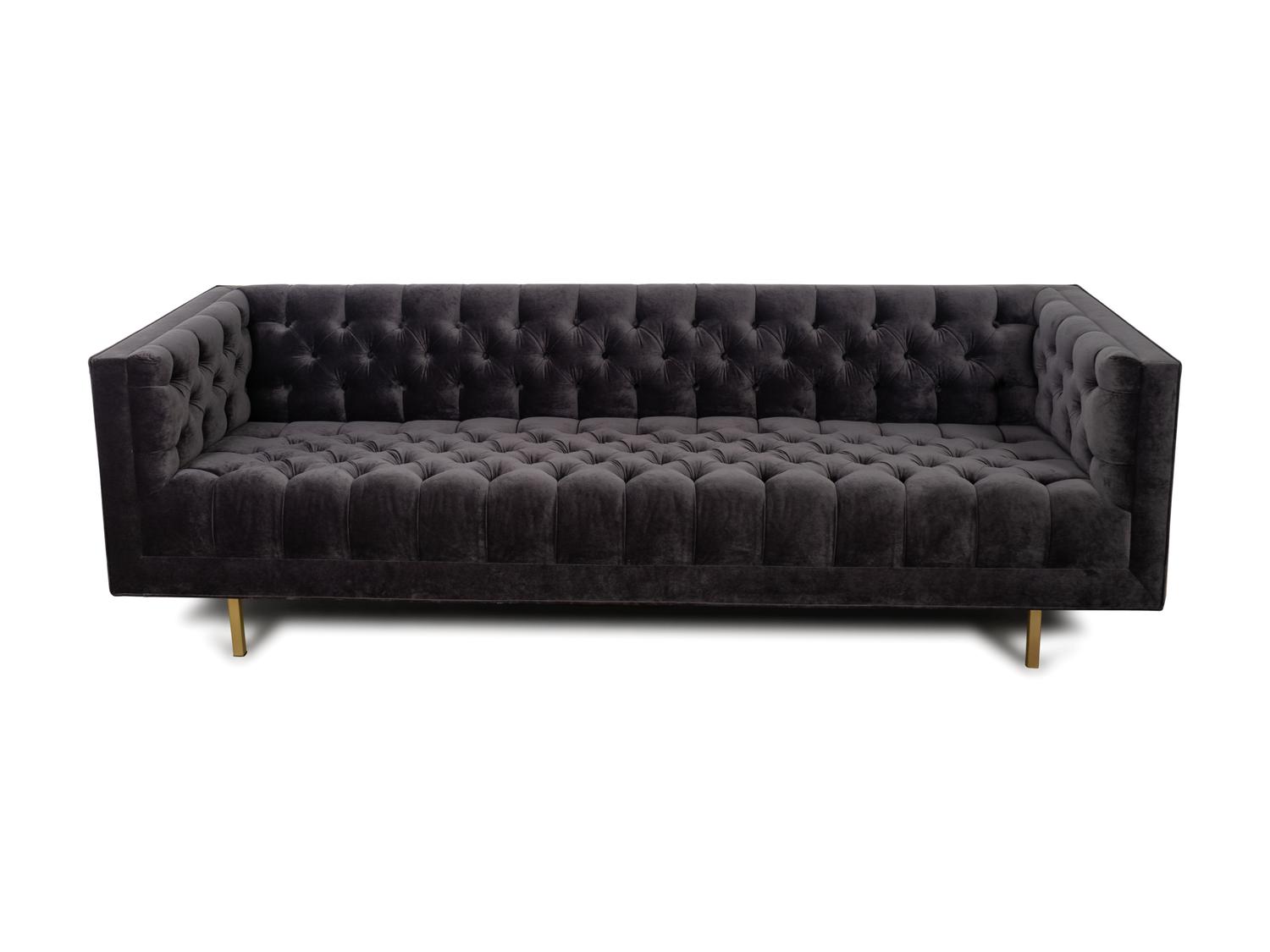 A Smokey Grey Tufted Velvet Sofa — 20TH/21ST CENTURY