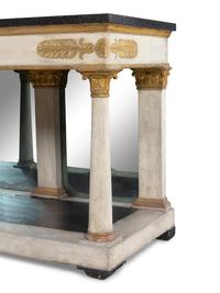 An Italian Neoclassical Painted and Parcel Gilt Marble-Top Console Table