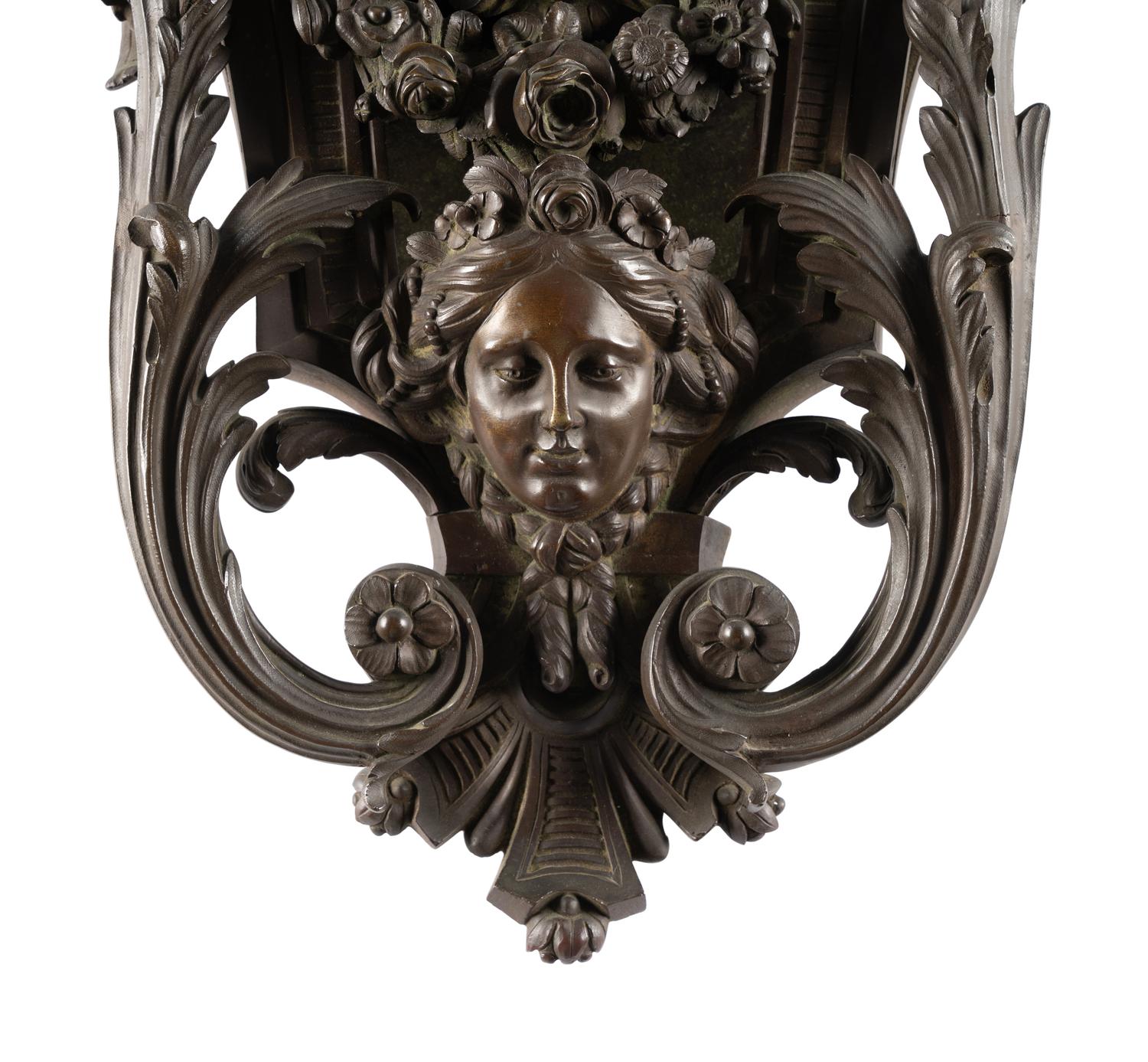 A Large French Bronze Figural Cartel Clock