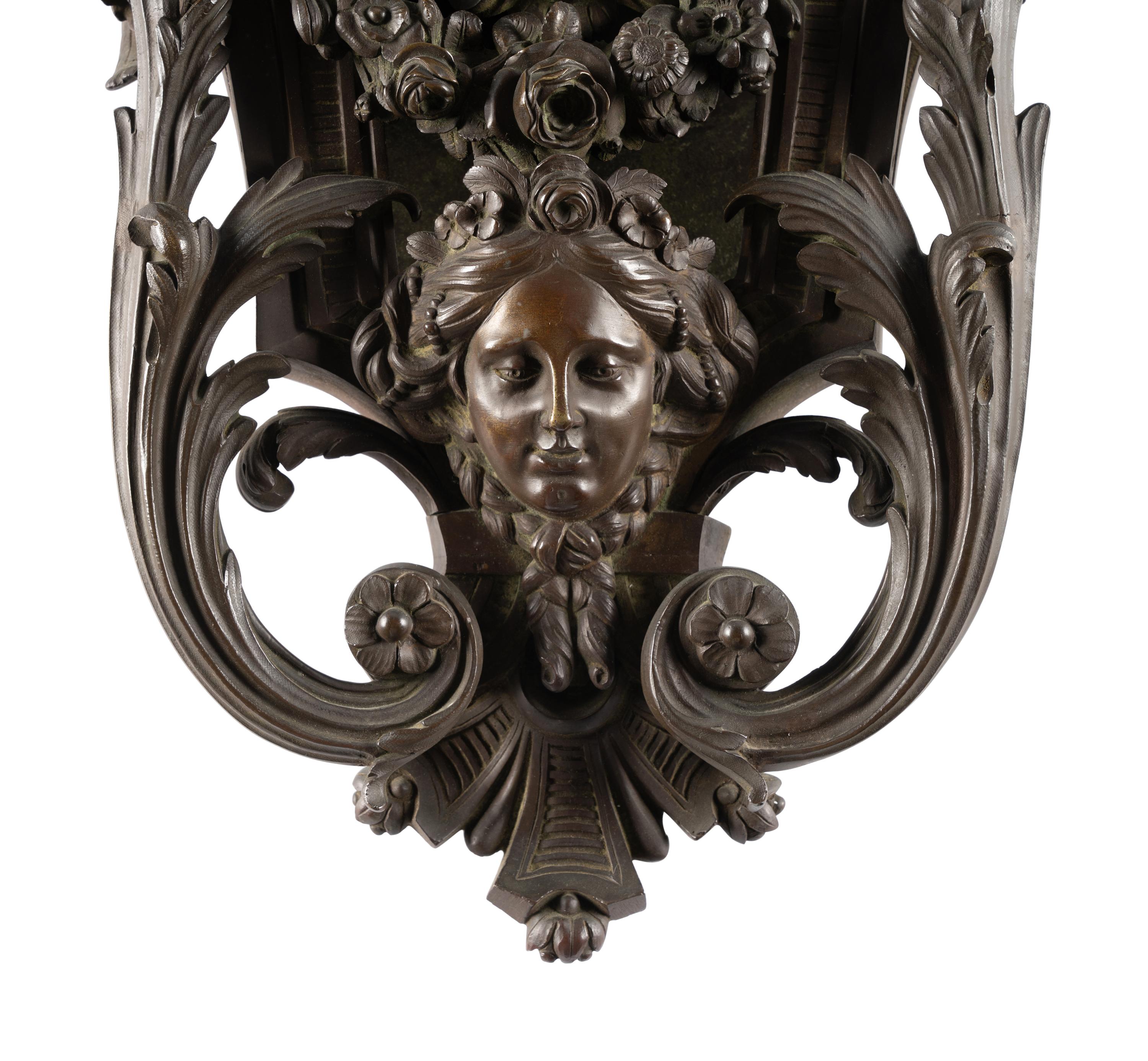 A Large French Bronze Figural Cartel Clock