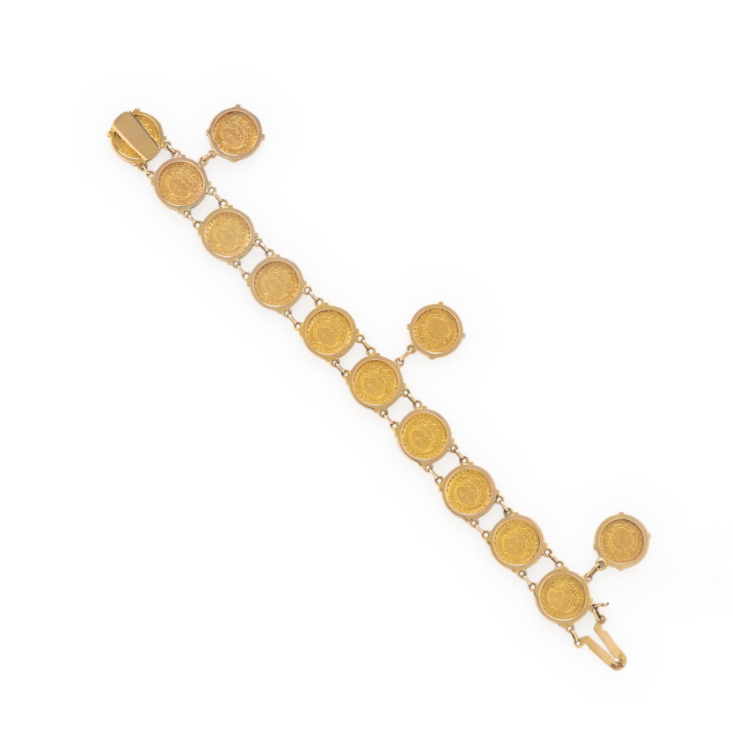 Yellow Gold Coin Bracelet