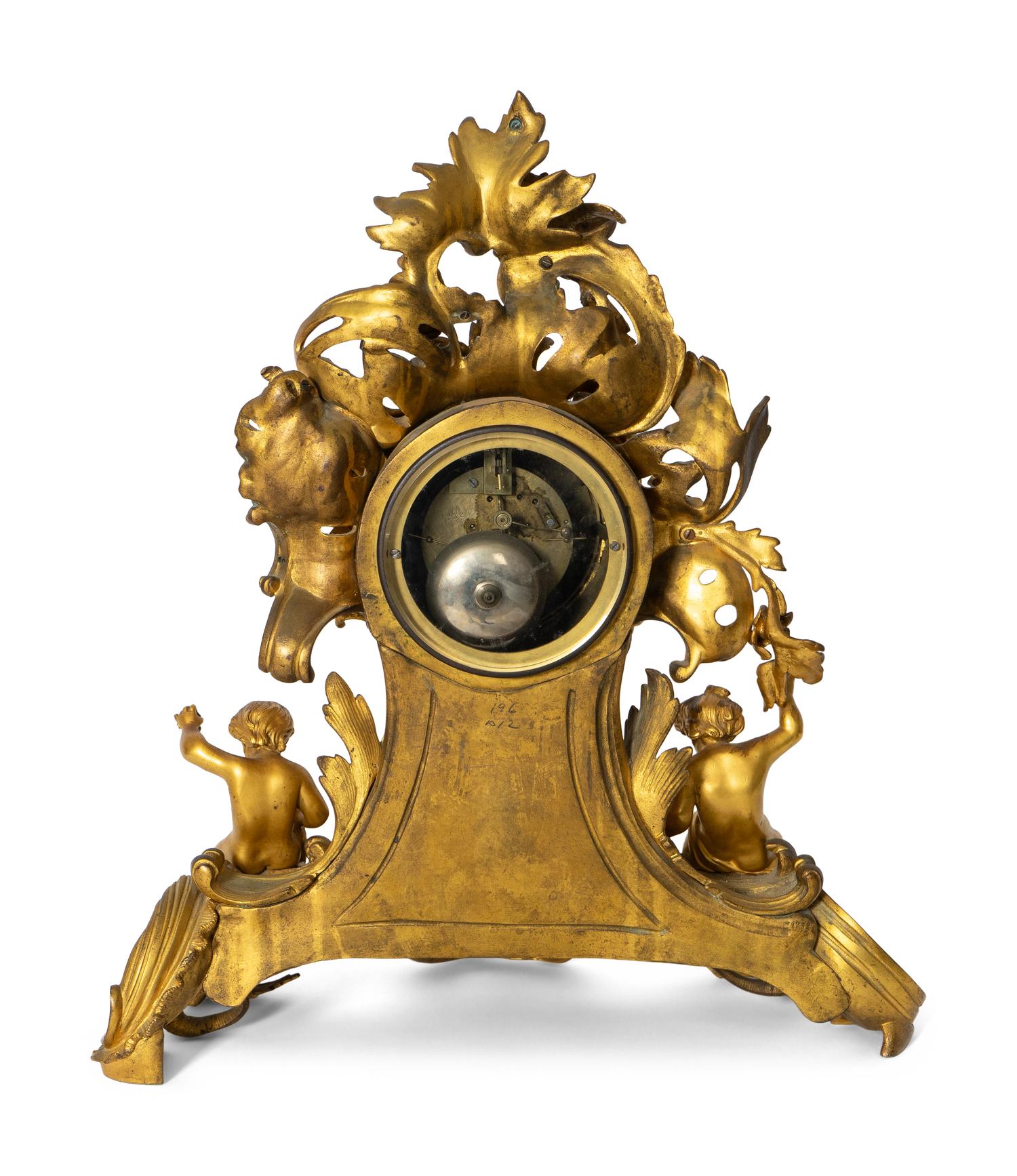 A French Rococo Style Gilt Bronze Mantel Clock
