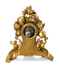 A French Rococo Style Gilt Bronze Mantel Clock