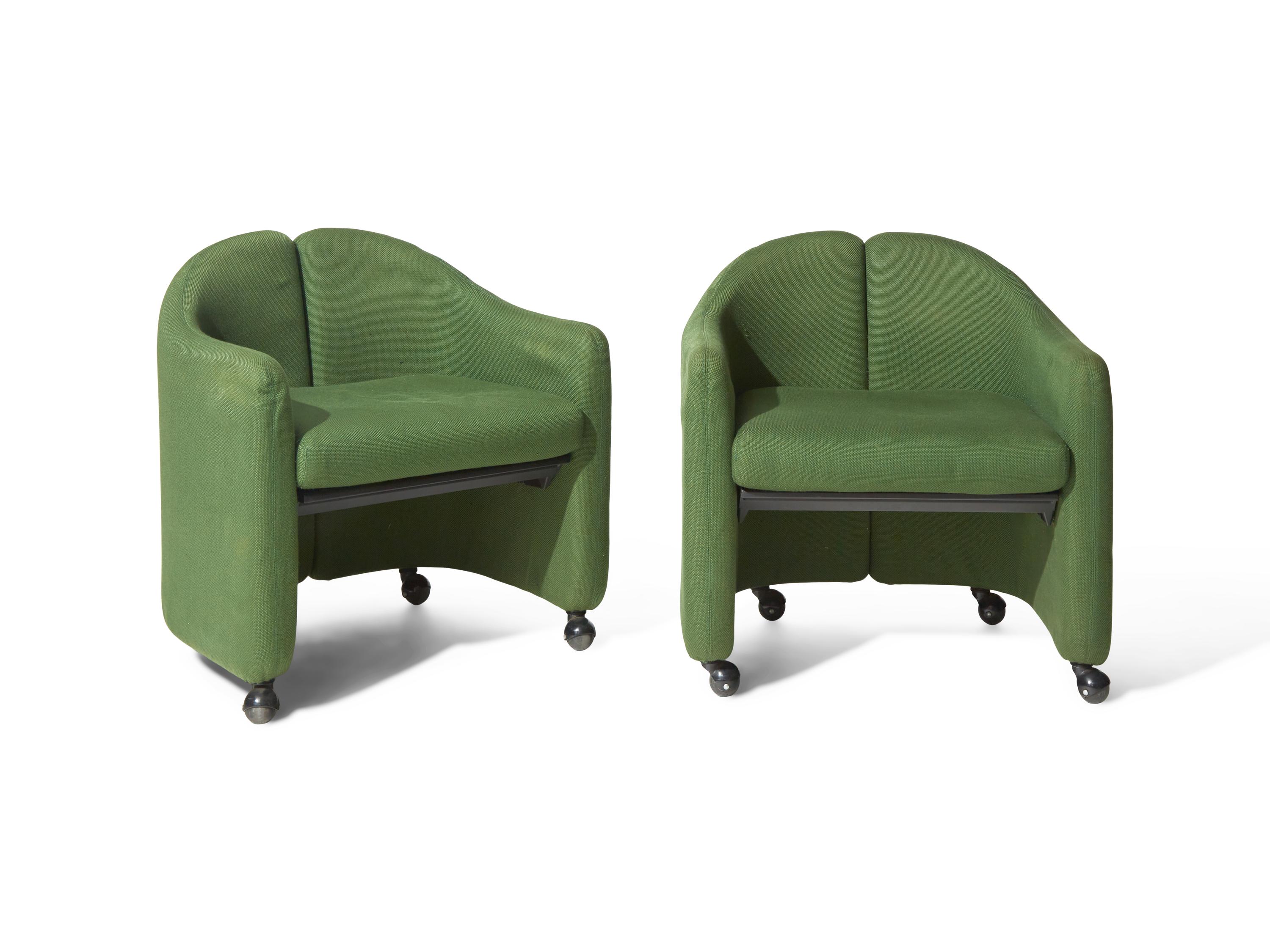 Pair of Italian split-back lounge chairs for Tecno, c. 1960
