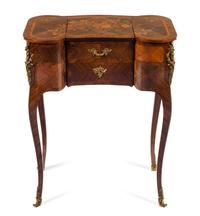 A Louis XV Style Gilt Bronze Mounted Marquetry Poudreuse Height 31 1/2 x width 25 x depth 14 inches. — SIGNED DURAND, EARLY 20TH CENTURY