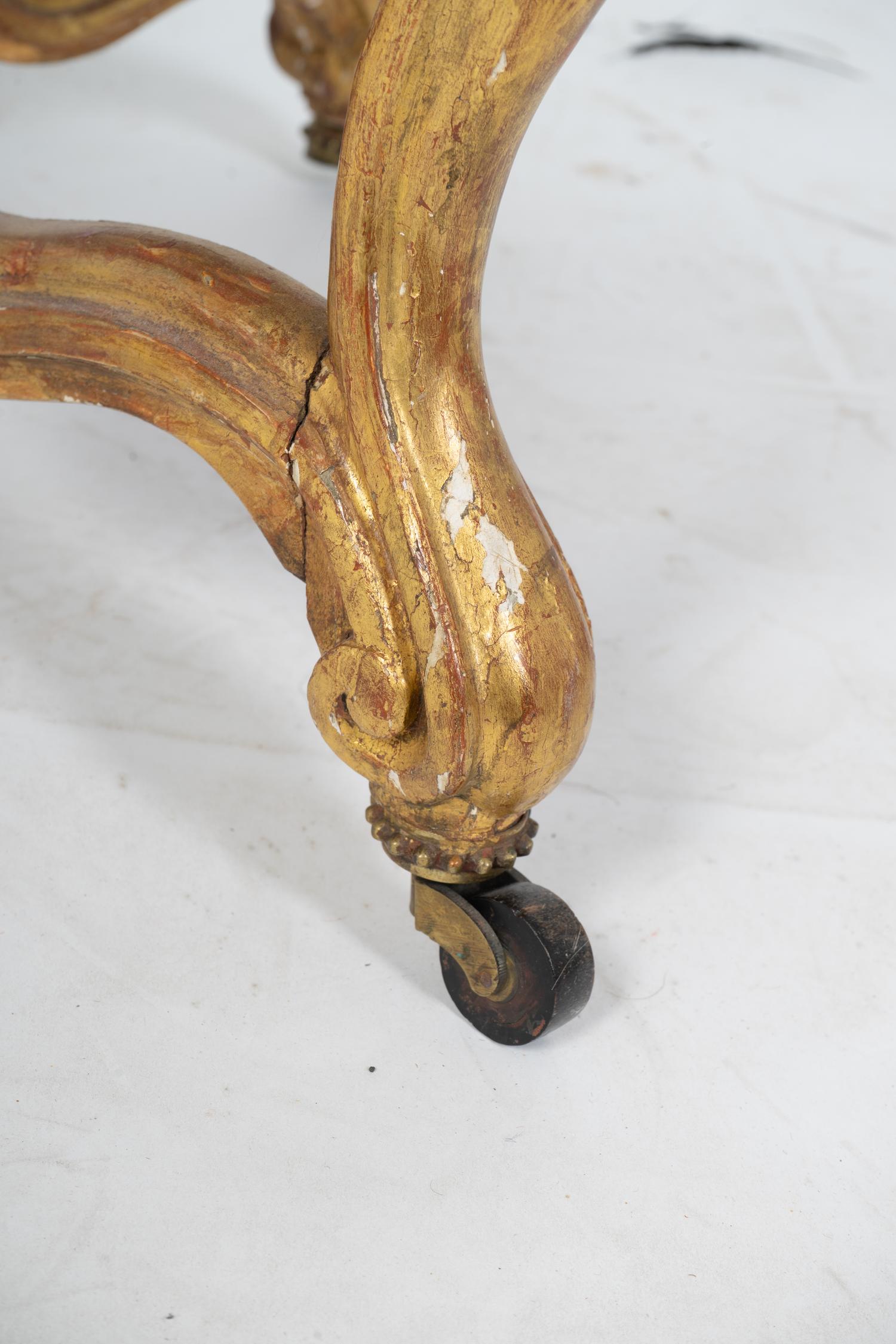 A Louis XV Style Giltwood and Tufted Velvet Tabouret — 19TH CENTURY