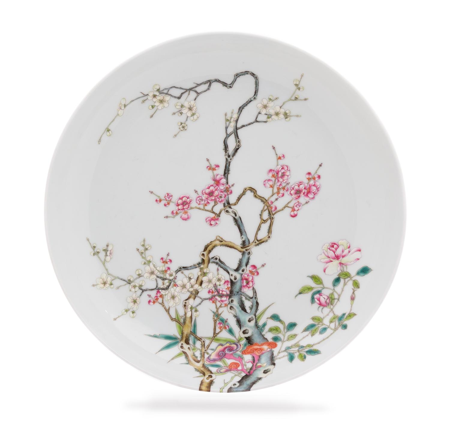 A Large Famille Rose Porcelain Charger Diameter 14 inches.