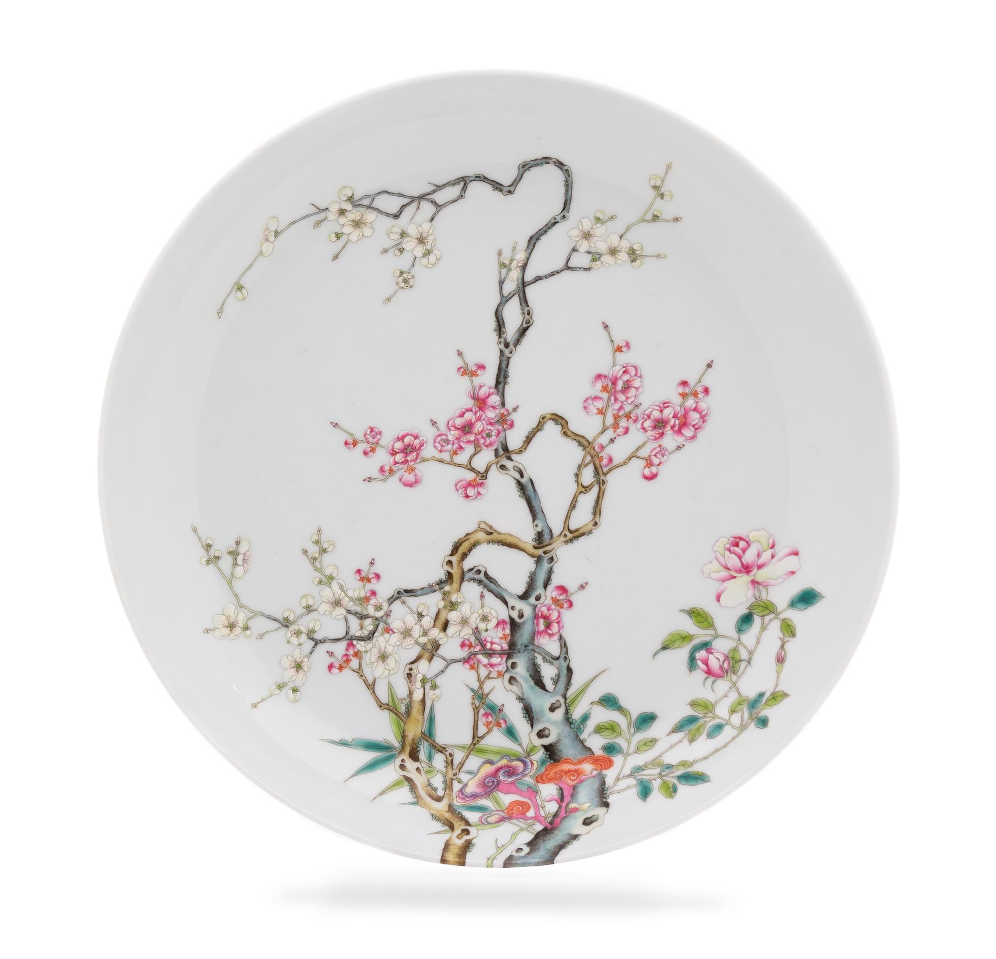 A Large Famille Rose Porcelain Charger Diameter 14 inches.