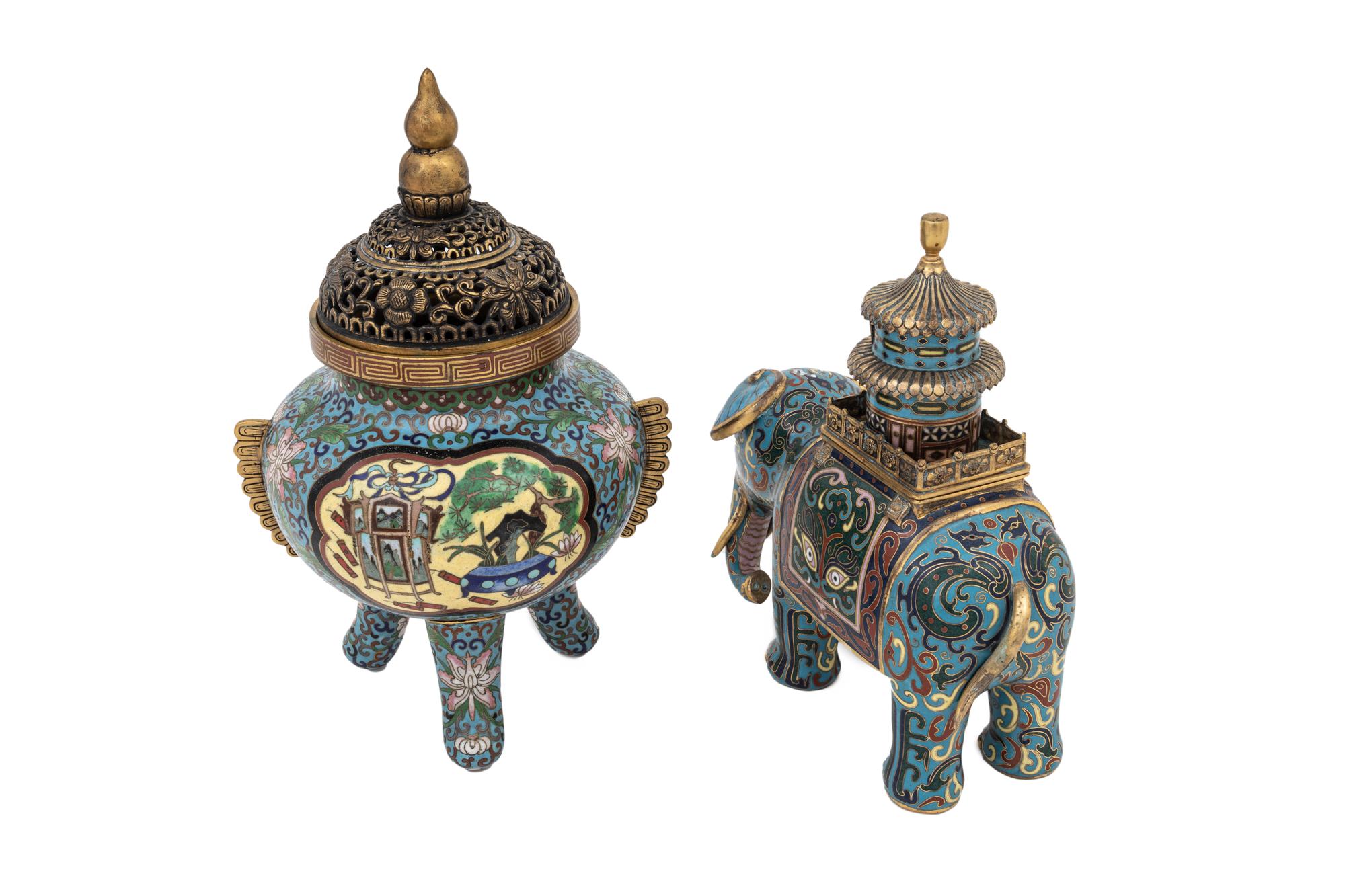 Two Chinese Cloisonné Enamel Incense Burners