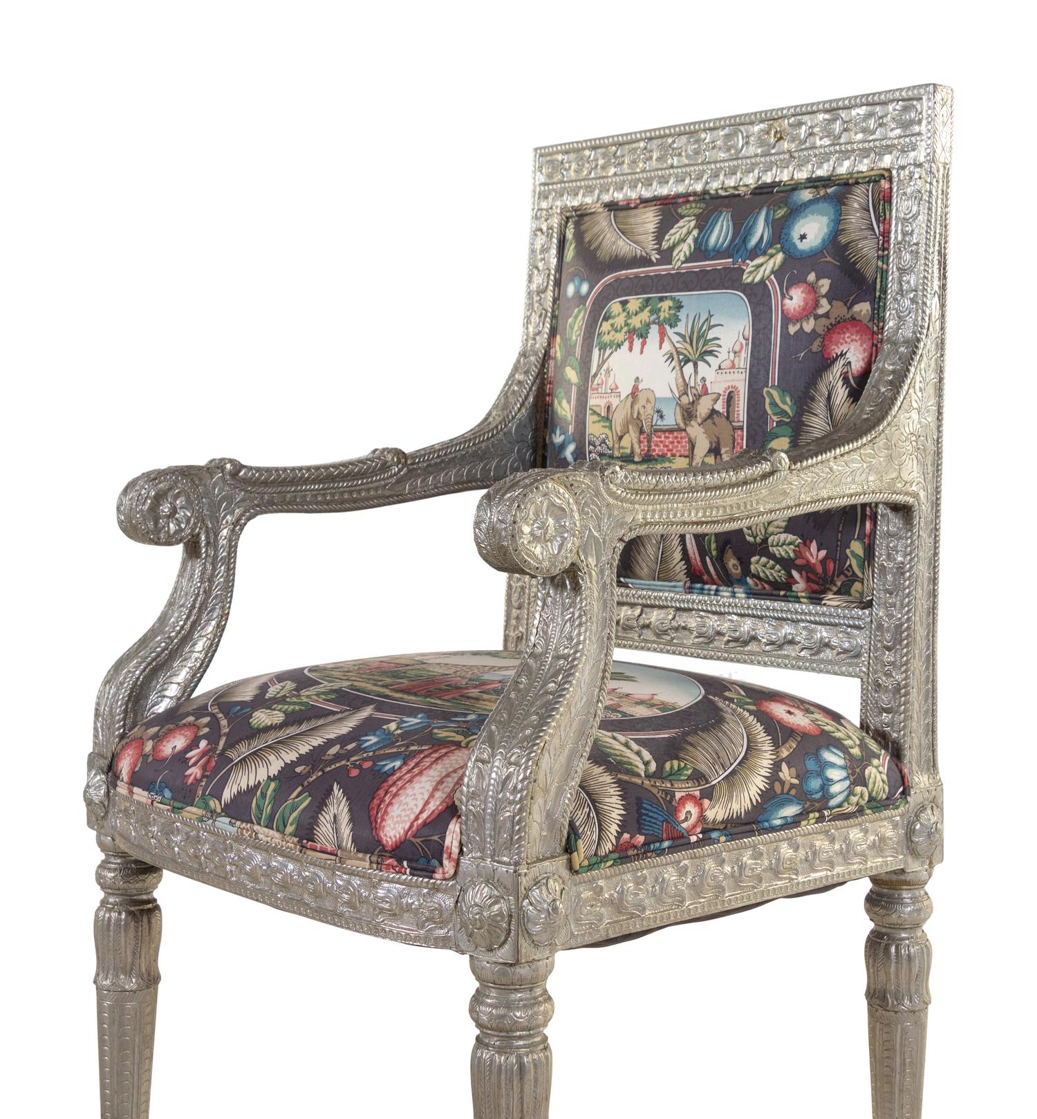A Pair of Indian Silvered Armchairs