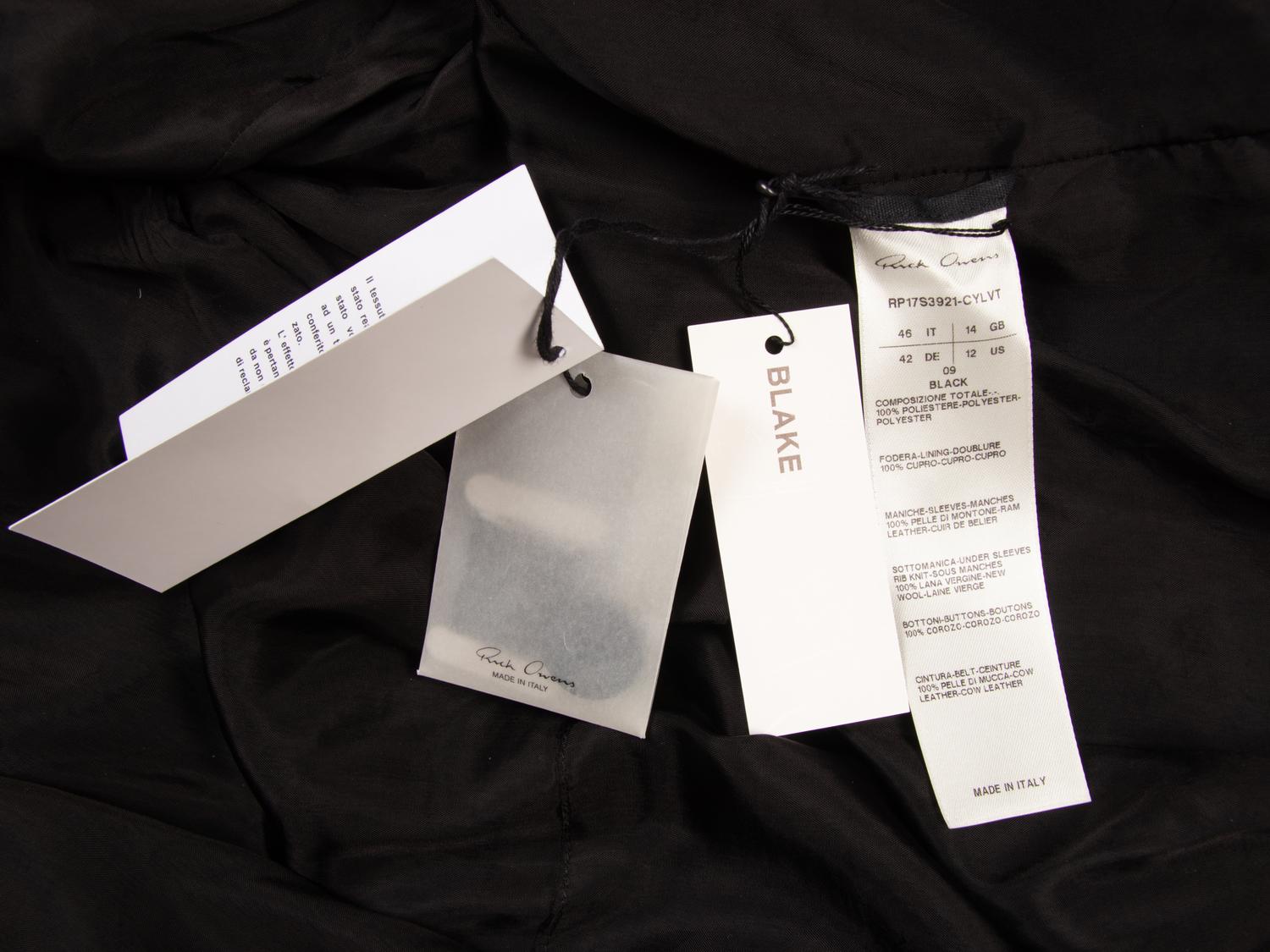Rick Owens, Black 'Sail' Coat
