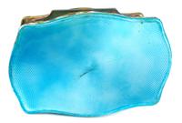 An Austrian Enameled Silver Jewelry Box, , of serpentine outline, the hinged top enameled to show a gentleman and two ladies in an inte